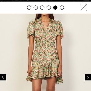 Sandro Ruffle-Detail Fee Dress Green